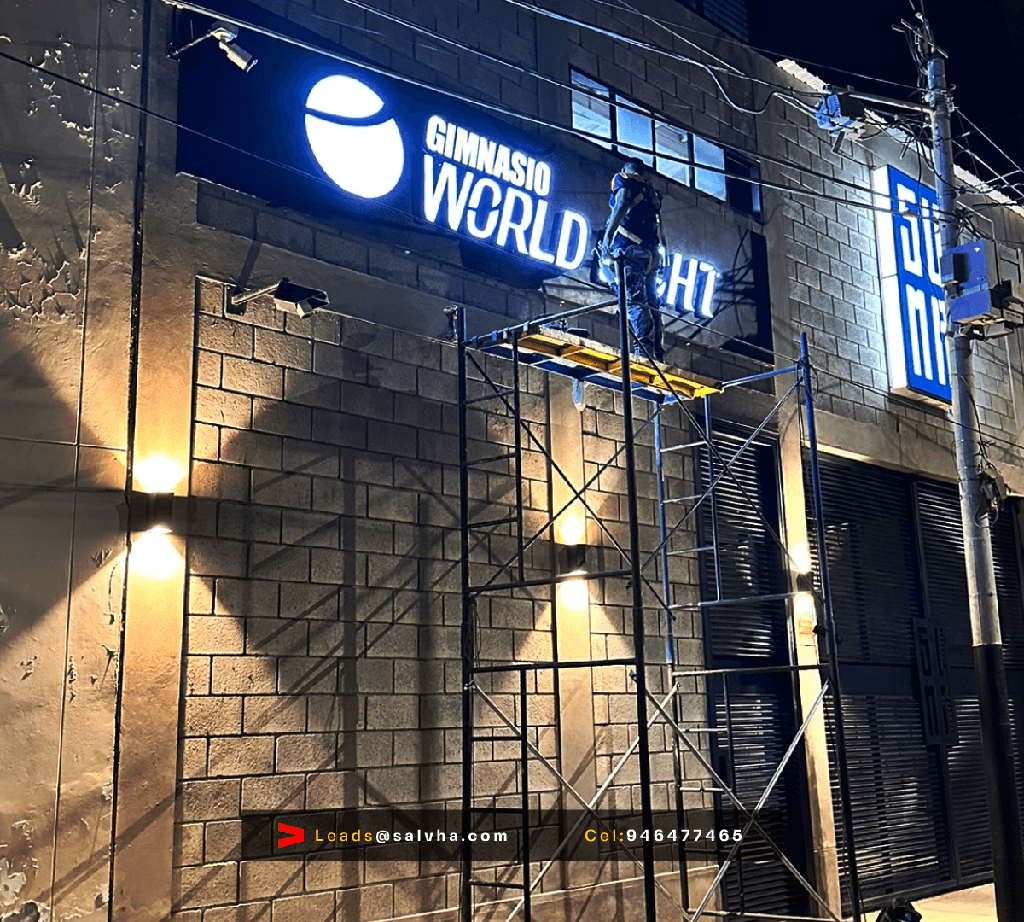 Letras de acrílico 3D luminosas - Gimnasio World Light